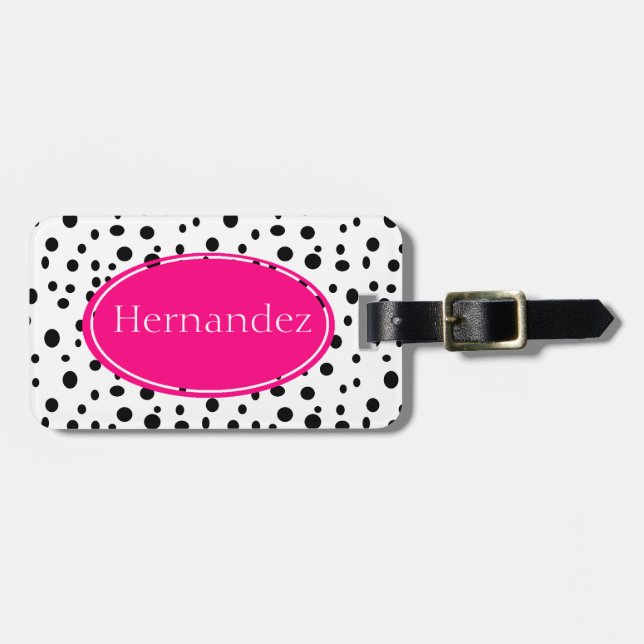 Personalisierter rosa und schwarzer gepäckanhänger (Vorderseite horizontal)