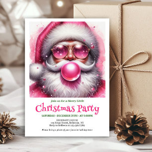 Personalisierter Rosa Weihnachtsmann Bubble Gum Lu Einladung