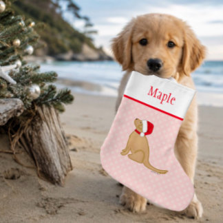 Personalisierter rosa Weihnachtsmann-Hund-Weihnach Großer Weihnachtsstrumpf