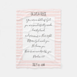 Personalisierter, rosa/weißer Streifen, Verse aus Fleecedecke