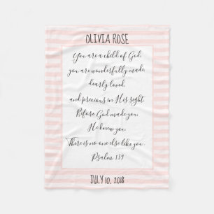 Personalisierter, rosa/weißer Streifen, Verse aus  Fleecedecke