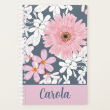 Personalisierter rosafarbener Blumenplaner