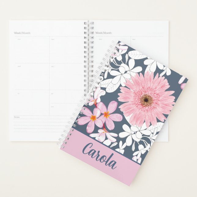 Personalisierter rosafarbener Blumenplaner Planer (Anzeige)
