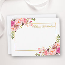 Personalisierter, rosafarbener, floraler Goldrahme