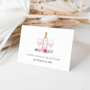 Personalisierter Rosé‑Garten Dankeskarte
