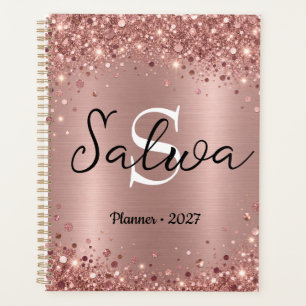 Personalisierter Roségold-Glitter-Planer 2027 Planer