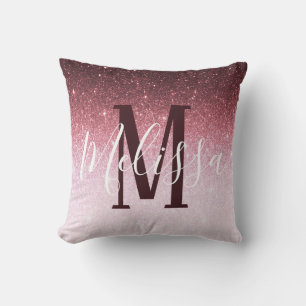 Personalisierter Roségold-Glitterverlauf Kissen