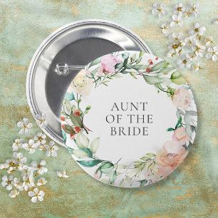 Personalisierter Rosen-Grünpflanzen-Blumengirlande Button