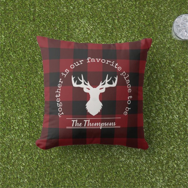 Personalisierter Rot-Schwarz-Buffalo-Karo Kissen (Golfball-Marker)