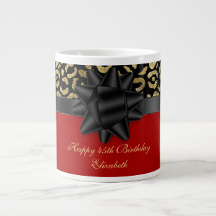 Personalisierter Rot Schwarz Gold Leoparden Druck  Jumbo-Tasse