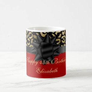 Personalisierter Rot Schwarz Gold Leoparden Druck Kaffeetasse