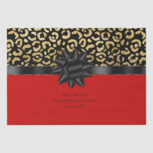 Personalisierter Rot Schwarz Gold Leoparden Druck Seidenpapier
