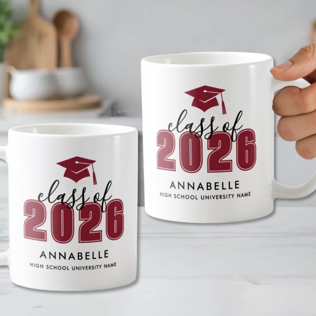 Personalisierter roter Abschluss Kaffeetasse (Personalized Red Graduation Coffee Mug)
