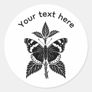 Personalisierter Roter Admiral Schmetterling Natur Runder Aufkleber