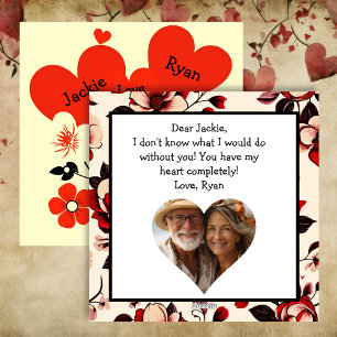 Personalisierter roter Blumen Vintage Valentinstag Feiertagskarte