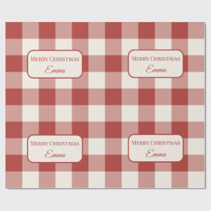 Personalisierter roter Buffalo-Karo Weihnachten Geschenkpapier