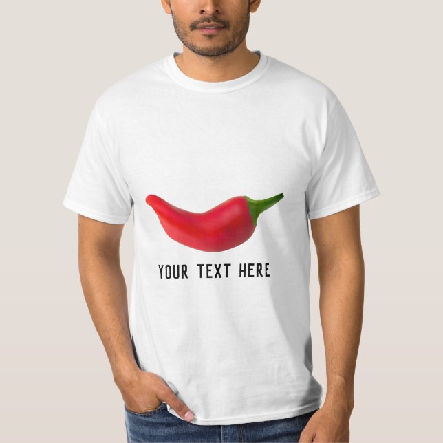 Personalisierter roter Chili Pfeffer t Shirt (Vorderseite)