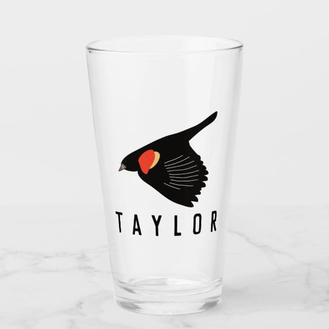 Personalisierter Roter Flügel Glas (Vorderseite)