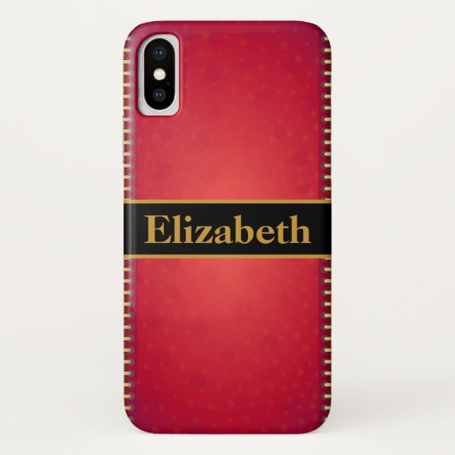 Personalisierter Roter Glitzer Imitate Foil Confet Case-Mate iPhone Hülle (Rückseite)