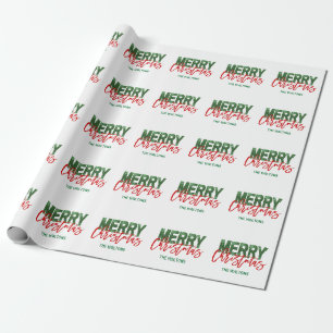 Personalisierter ROTER grüner Glitzer FROHE Geschenkpapier
