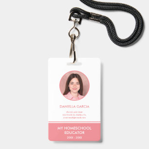 Personalisierter roter Homeschool-Lehrer-ID-Auswei Ausweis