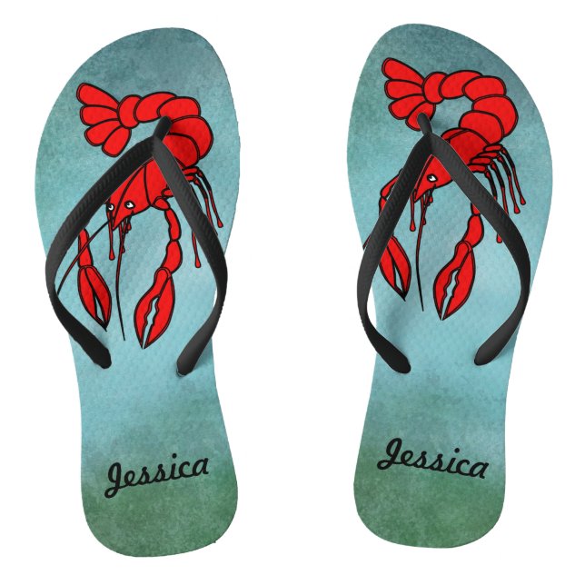 Personalisierter Roter Krebs Flip Flops (Fußbett)