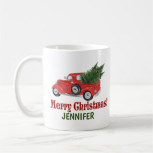 Personalisierter roter LKW und Baum Kaffeetasse