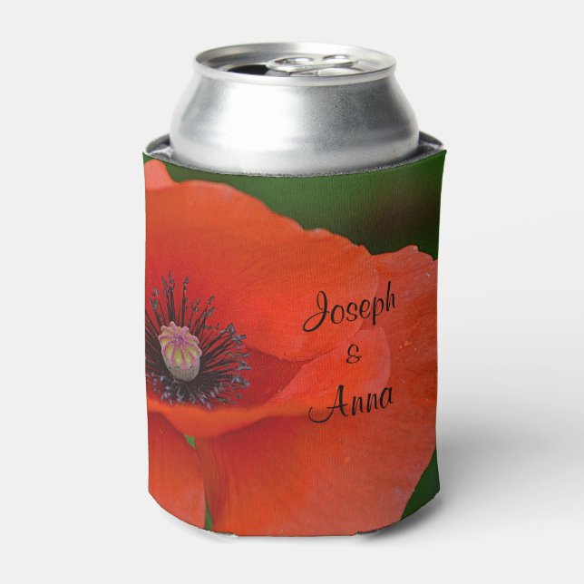 Personalisierter Roter Mohn Dosenkühler (Kanne Vorderseite)