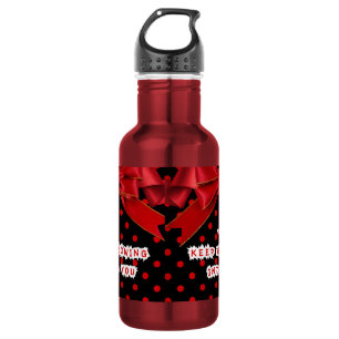 Personalisierter roter Punkte Motivations- Edelstahlflasche