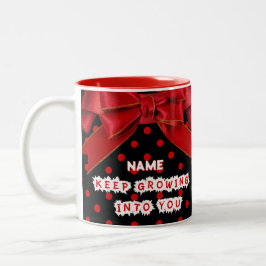Personalisierter roter Punkte Motivations-  Zweifarbige Tasse
