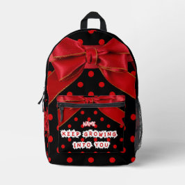 Personalisierter roter Tupfen-Schleifen-Spiral  Bedruckter Rucksack