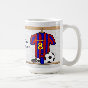 Personalisierter roter und blauer Fußball-Fußbal Kaffeetasse