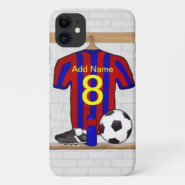 Personalisierter roter und blauer Fußball-Fußball Case-Mate iPhone Hülle (Rückseite)
