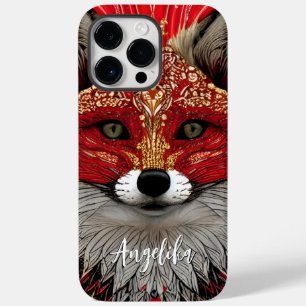 Personalisierter roter und goldener abstrakter Fuc Case-Mate iPhone 14 Pro Max Hülle