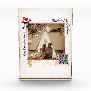 Personalisierter roter und goldener moderner Foto- Fotoblock