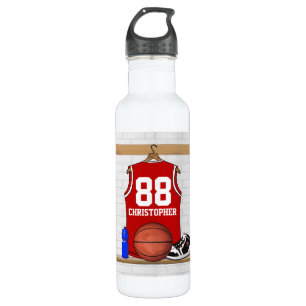 Personalisierter roter und weißer Basketball Trinkflasche