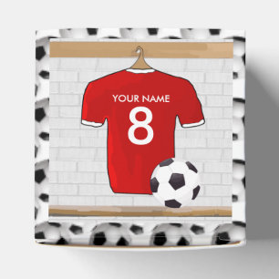 Personalisierter roter und weißer Fußball-Fußba Geschenkschachtel