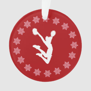 Personalisierter roter und weißer Schneeflocke Ornament