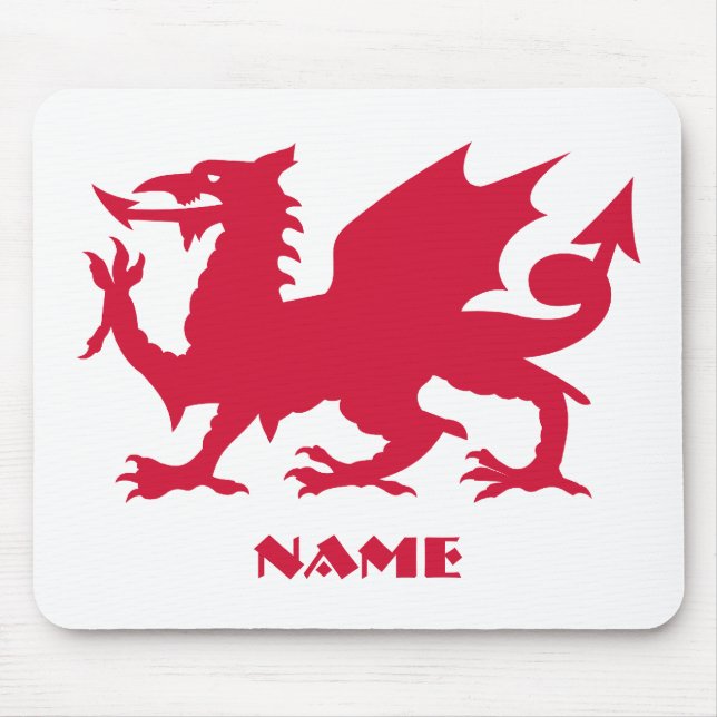 Personalisierter roter walisischer Drache Mousepad (Vorne)