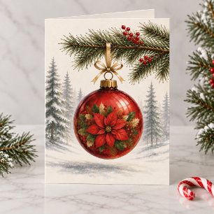Personalisierter roter Weihnachtsstern-Schmuck Karte