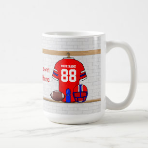 Personalisierter roter weißer blauer Fußball Kaffeetasse