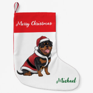 Personalisierter Rottweiler-Hund in Santa-Hut  Kleiner Weihnachtsstrumpf