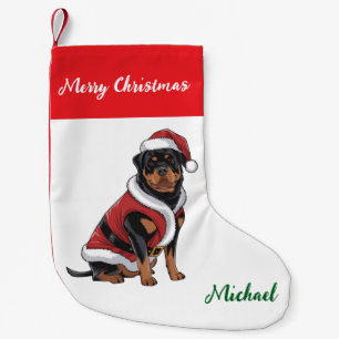 Personalisierter Rottweiler-Hund in Santa-Mütze  Kleiner Weihnachtsstrumpf