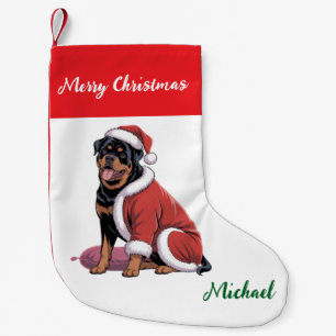 Personalisierter Rottweiler-Hund in Santa-Mütze  Kleiner Weihnachtsstrumpf