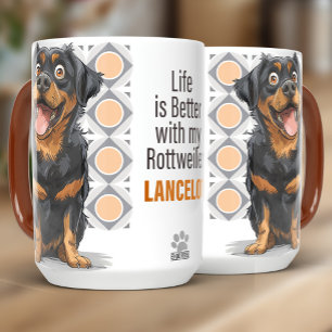 Personalisierter Rottweiler-Hundetasse 15oz Tasse