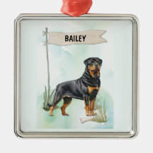 Personalisierter Rottweiler-Wasserfarben-Hund