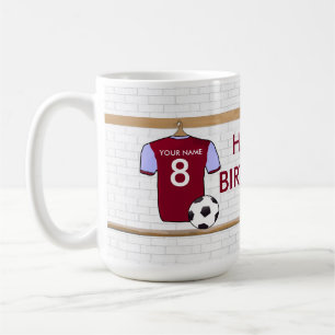Personalisierter Rotwein-blauer Fußball-Fußball Kaffeetasse