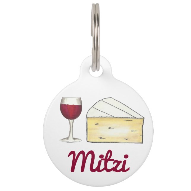 Personalisierter Rotwein Brie Käse Futter Haustier Haustiermarke (Vorderseite)