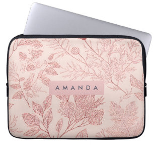 Personalisierter Rouge Botanisches Florales Design Laptopschutzhülle