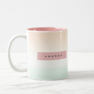 Personalisierter Rouge- und Minz-Pastell-Ombre Zweifarbige Tasse